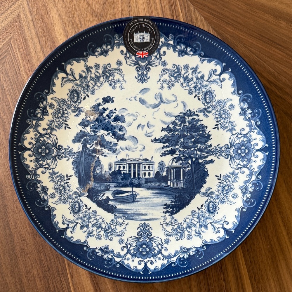 Classic Blue and White Scenic Dinner Plate